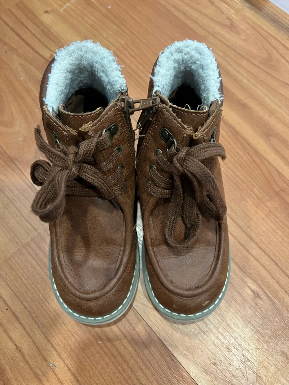 Old Navy Brown Faux-Fur Lace-Up Kids Boots